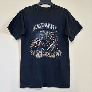 Union Line Vintage Navy Solidarity Eagle USA Graphic retro short sleeve Tee S